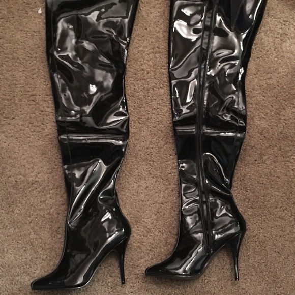 pvc thigh high boots